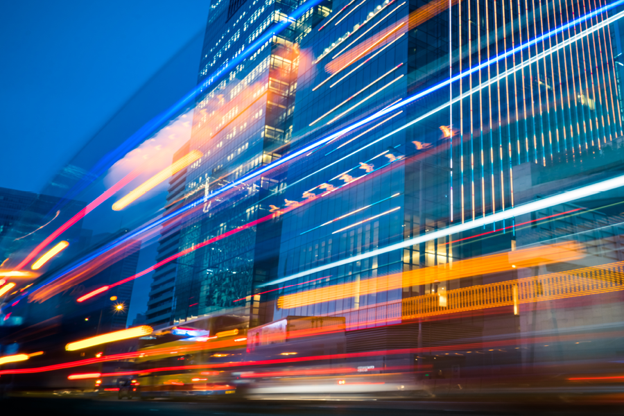 Decorative image of a blury busy street at night 