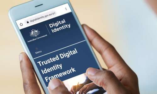 Image of Trusted Digital Identity Framework webpage on a mobile phone