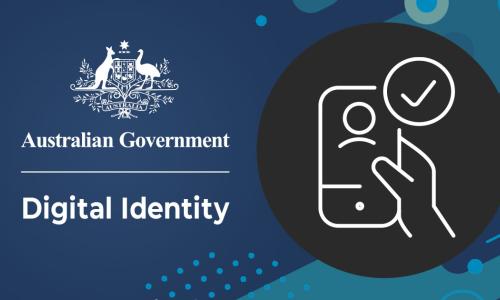 Australian Government crest with Digital Identity text and image of mobile phone